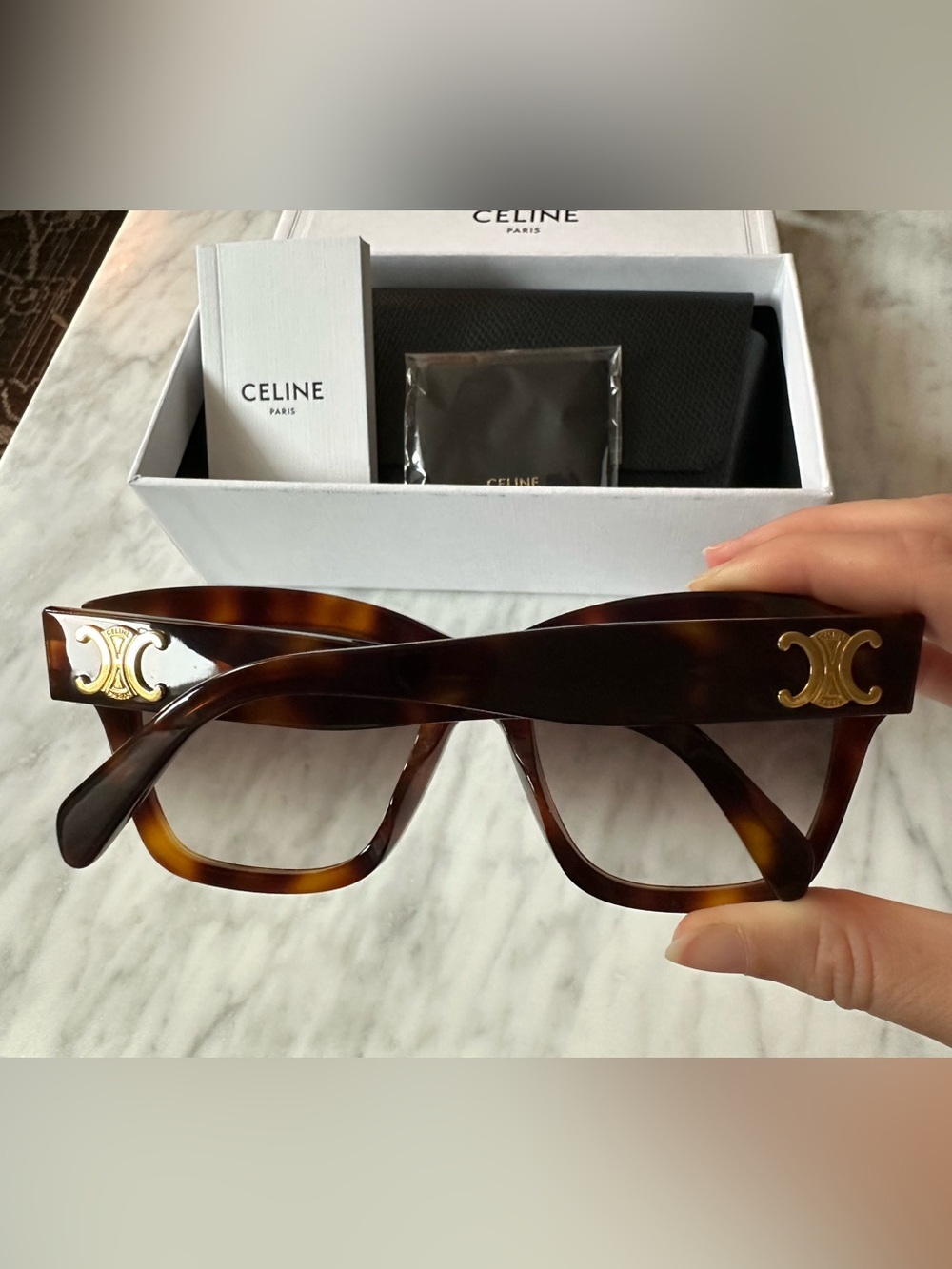 NEW CELINE Triomphe Tortoiseshell Sunglasses